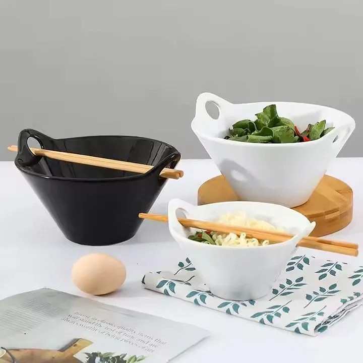 MIDAS Featured Tableware: Double-handle Ceramic Ramen Bowl with Practical Design
