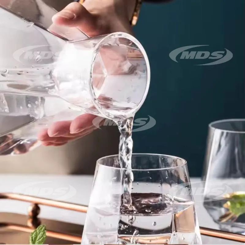 Hexagonal Diamond Cold Water Pitcher Glass Cup Set Drink Water Carafe Kit