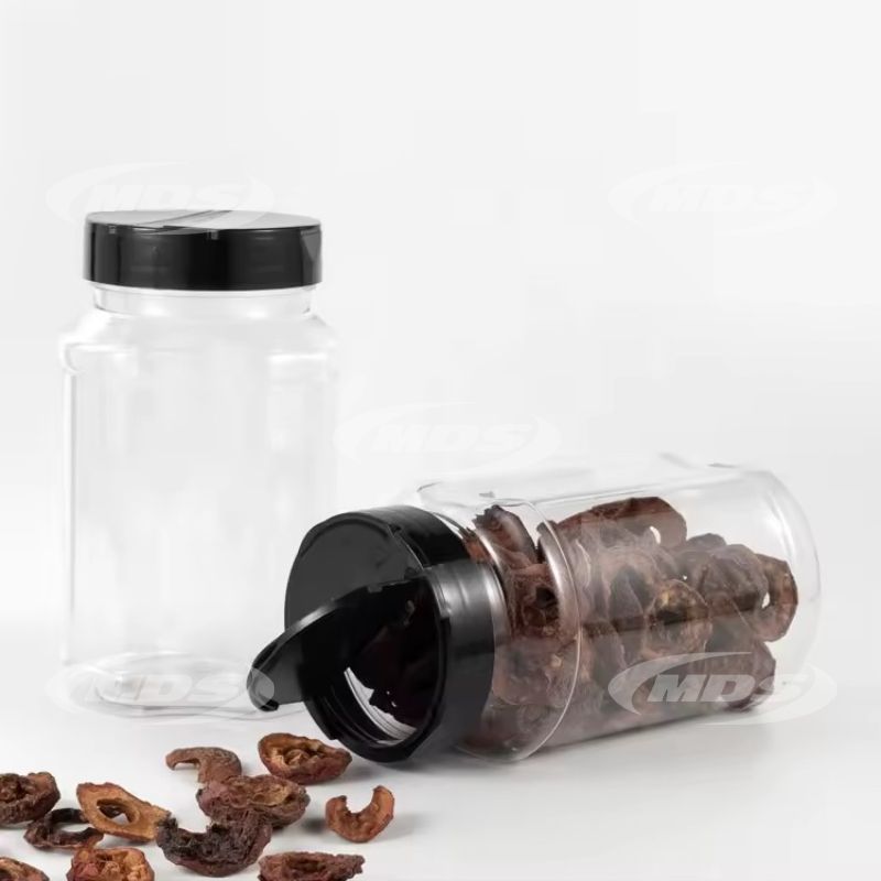 BPA Free Wholesale Plastic Seasoning Jars for Spices Custom Packaging Plastic Spice Bottles With Black Cap