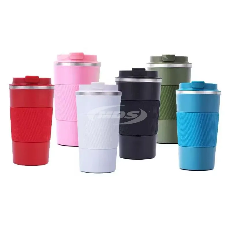 17oz Insulated Stainless Steel Silicone Double Wall Coffee Tumbler Reusable Coffee Cup For Hot Iced Beverage