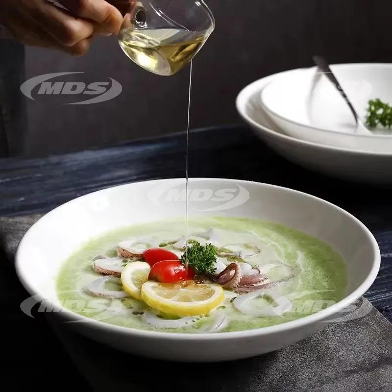 Custom large white ceramic bowl home hotel restaurant 10 inch 12 inch western porcelain soup bowl