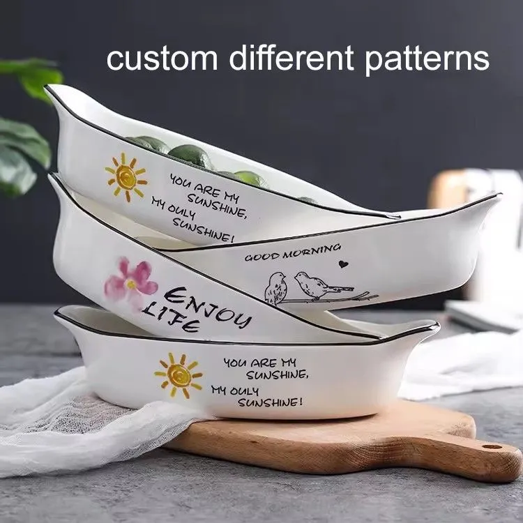 Microwave oven binaural cheese baked plate bowl bakeware dish tray ceramic baking set glaze baking pan