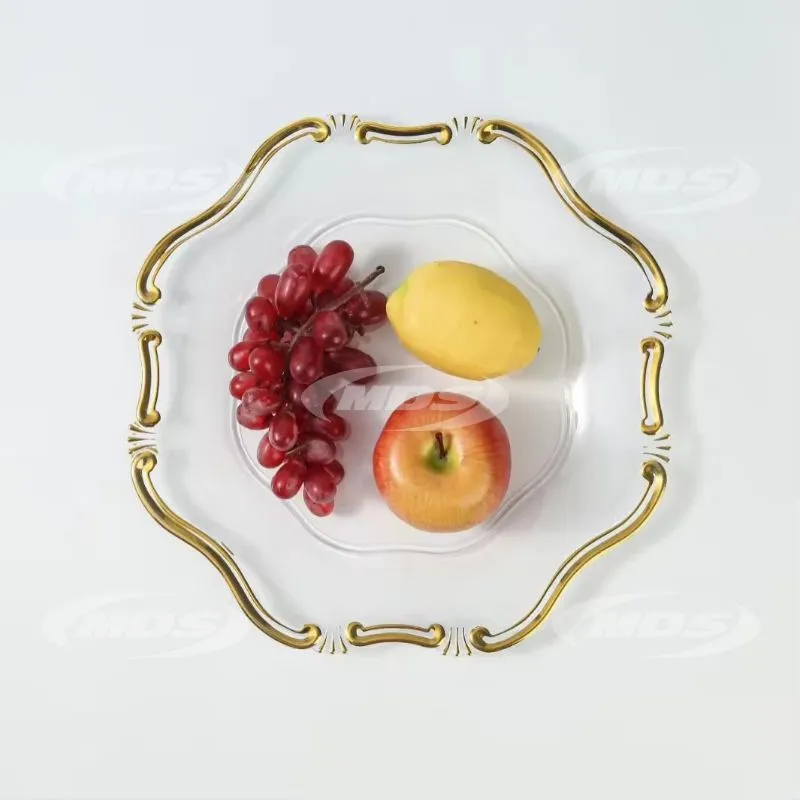 Luxury Style Table Decoration Reef Charger Plate Gold Round Plastic Under Plates for Wedding Party Carton Modern Plate Dish 33cm