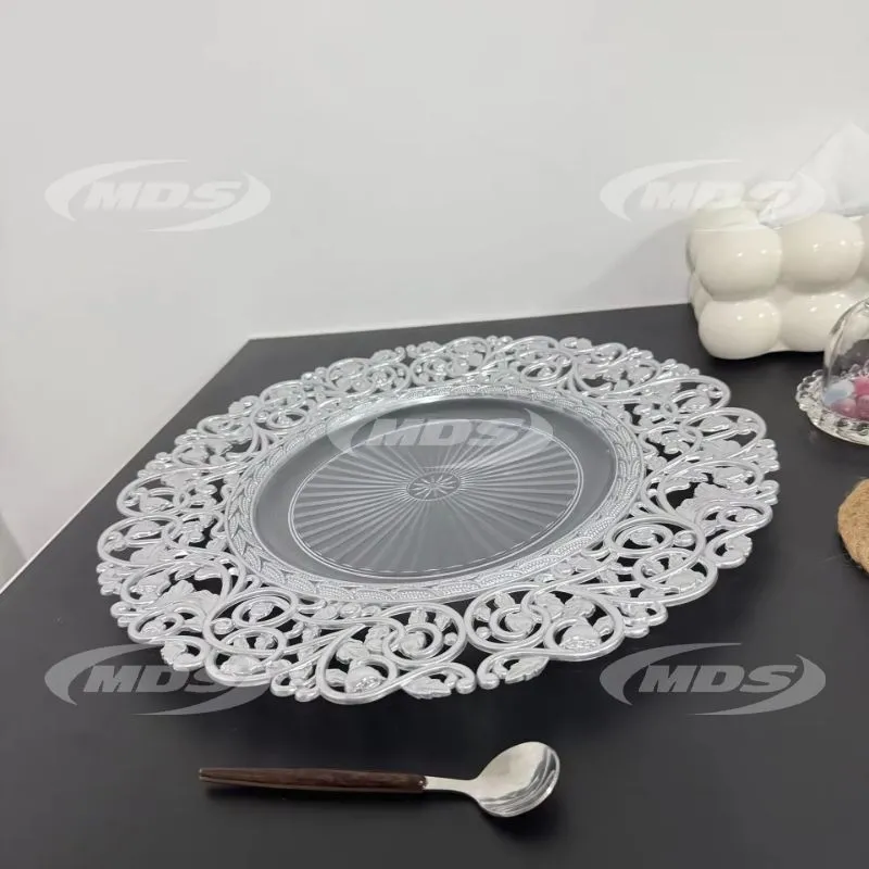 Luxury Wedding Elegant Round Silver Plated Acrylic Charger Plates For Events Party Decoration