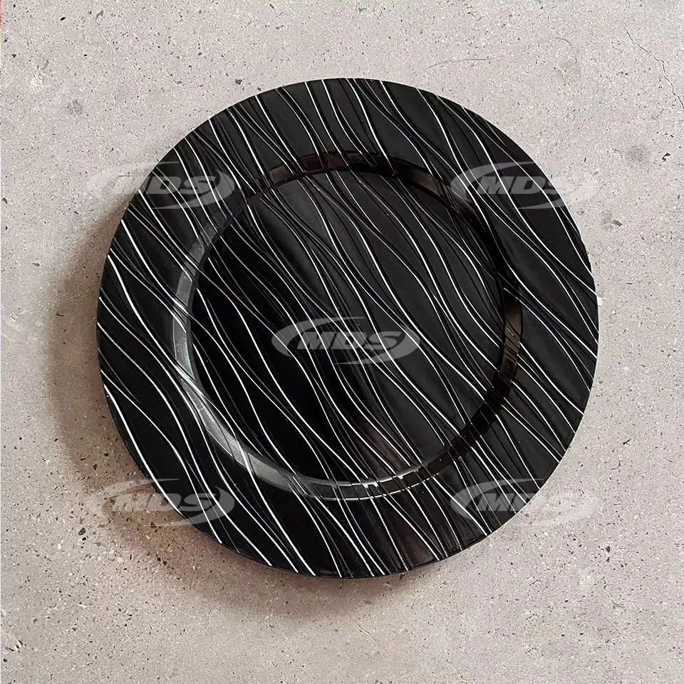  13 Inch Water Ripple Electroplating Gold Plastic Charger Plate