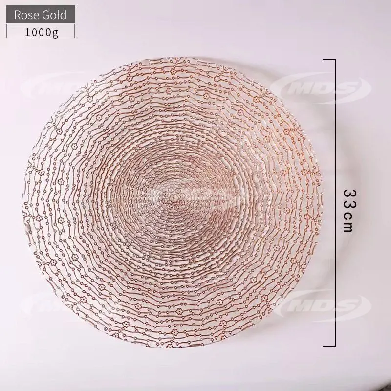 Wholesale new design golden dots lines glass charger dinner under Plates