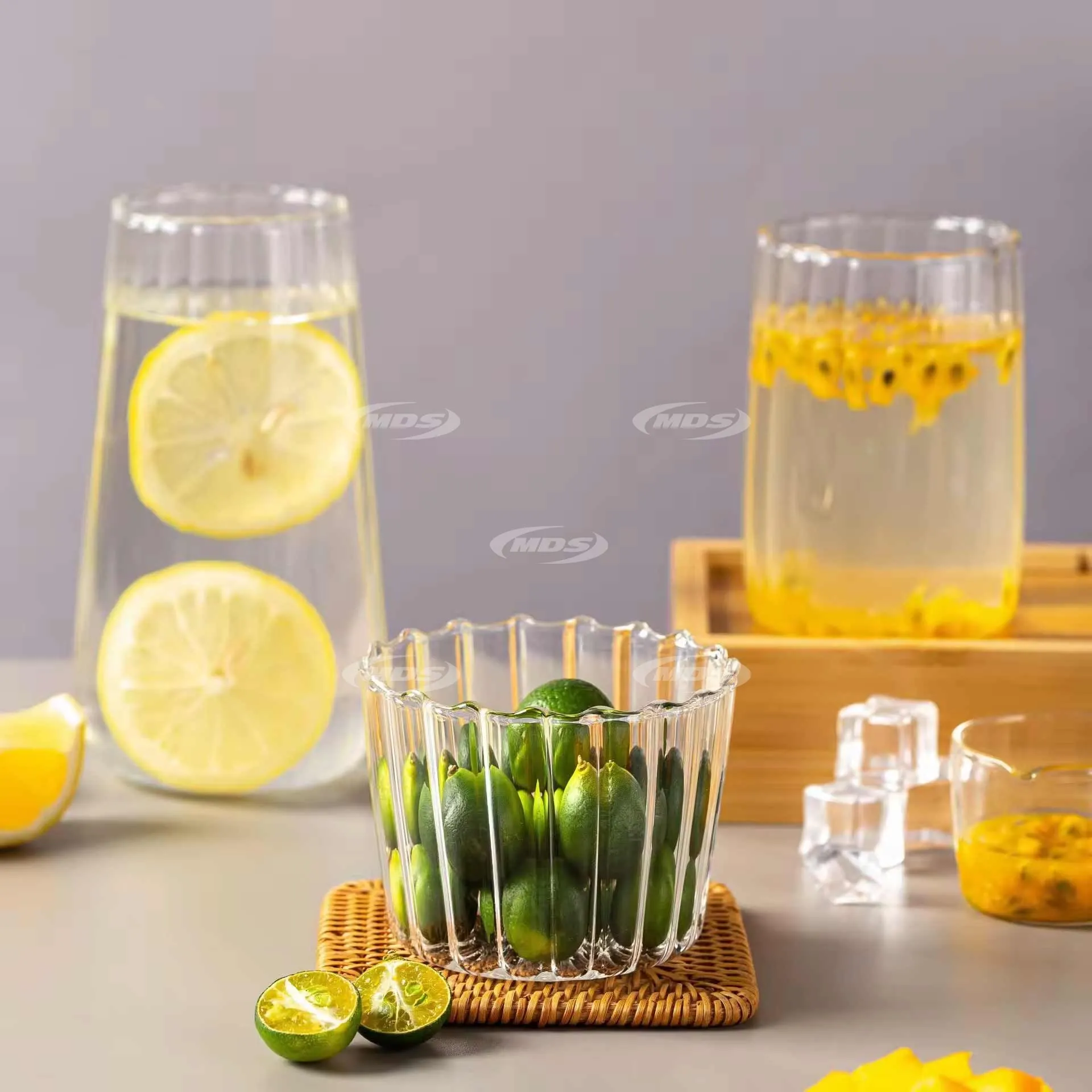 Factory supply Custom Clear Vertical Stripes Glass Water Drinking Cup 200ml 300ml Iced Coffee Milk Cup