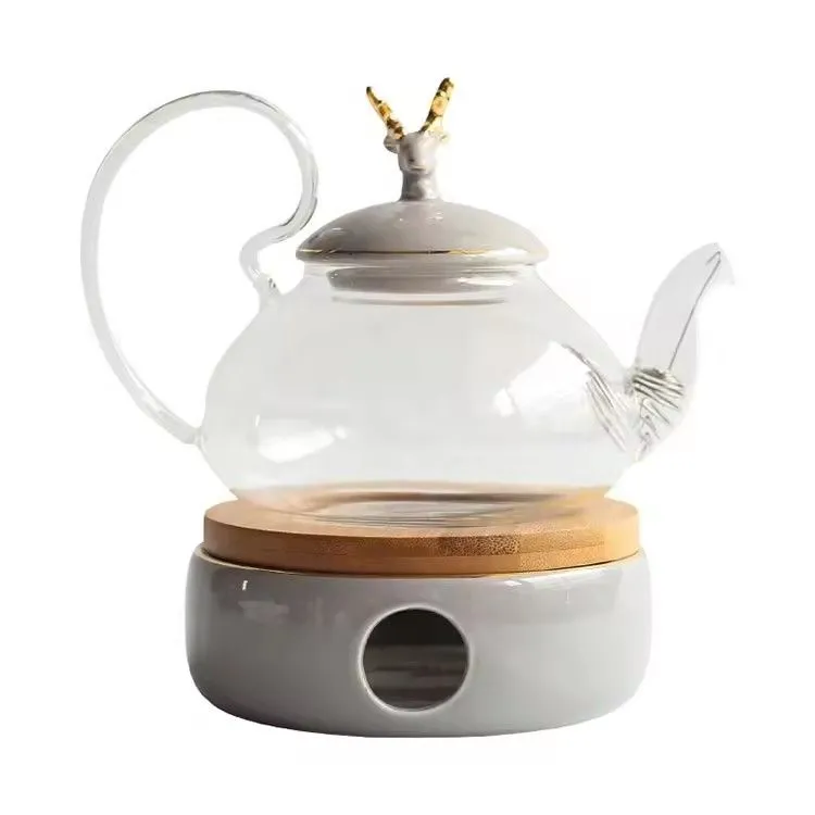 Rustic high white porcelain teacup coffee & tea sets with teapot warmer ceramic tea pot and cup set