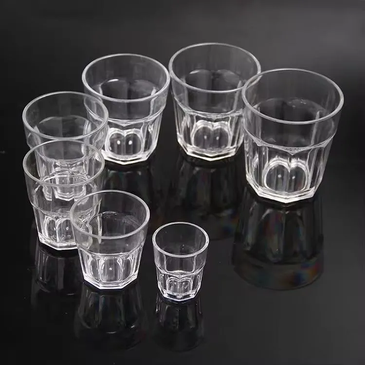 Customized hotel supplies acrylic octagonal whisky cup bar KTV plastic beer glasses