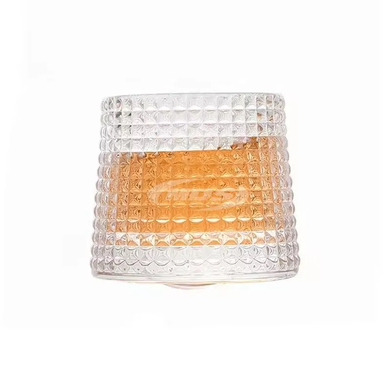 Creative Custom Logo Boxes Relief Decompression Embossed Crystal Whisky Glass Cup Rotating Whiskey Glasses Sets