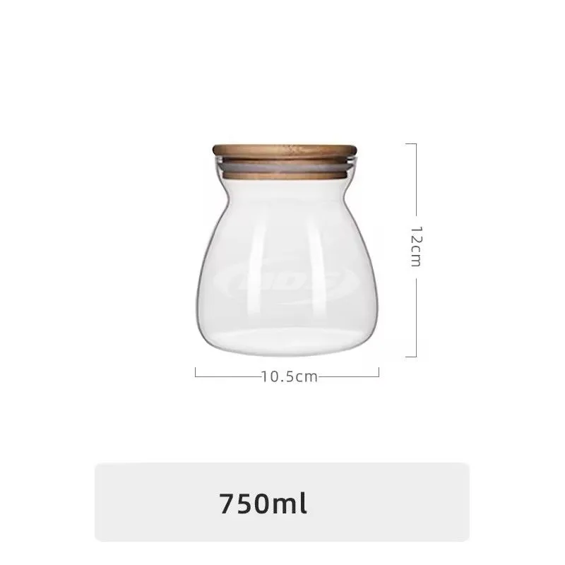 Transparent glass storage jar for honey candy cookies food grade storage container glass jar with bamboo lid