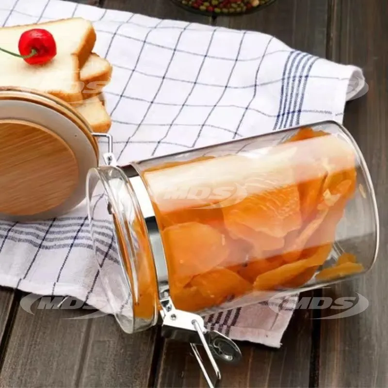 Sealed Canister Jar Empty Borosilicate Food Glass Container Packing Spice Storage Jar with Wooden Lid