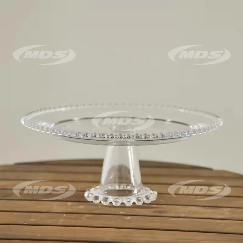 Factory Hot Sale Gold Colored Decorative Glass Fruit Dish Glass Dinner Cake Cover plate