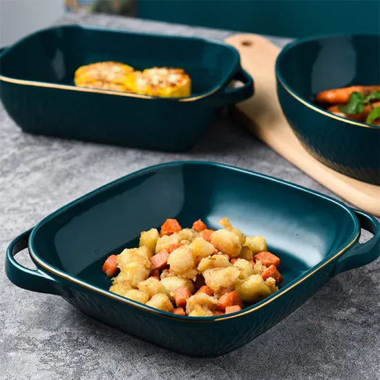 Custom Ceramic Bakeware Set Microwave Oven Cookware Bread Pizza Porcelain Baking Pans