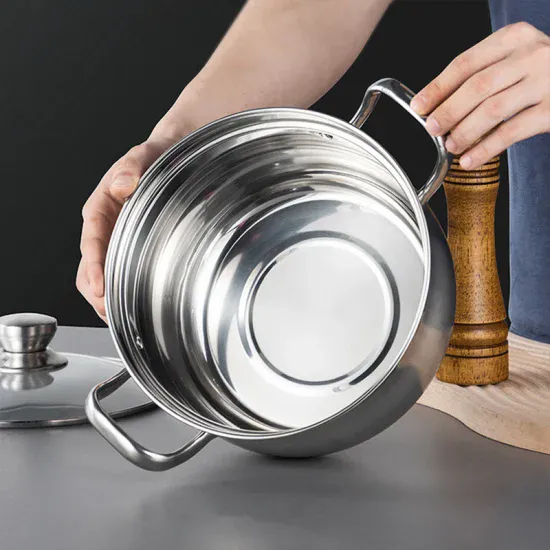 Kitchenware Cooking Stew Soup Stock Pot Thickened Non-Spill Double Ear Stainless Steel Soup Pot