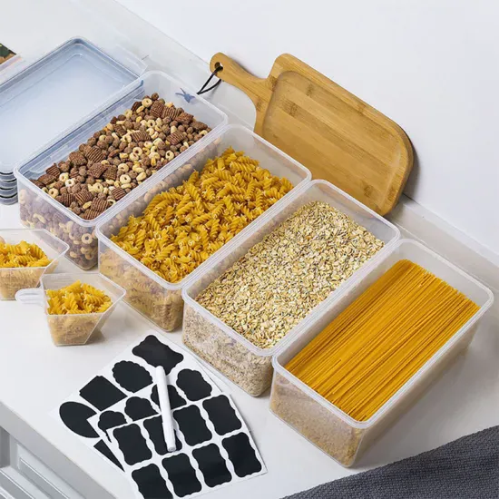BPA Free Stackable Airtight Kitchen Organizer Cereals Storage Jar Plastic Food Storage Bin Box Container