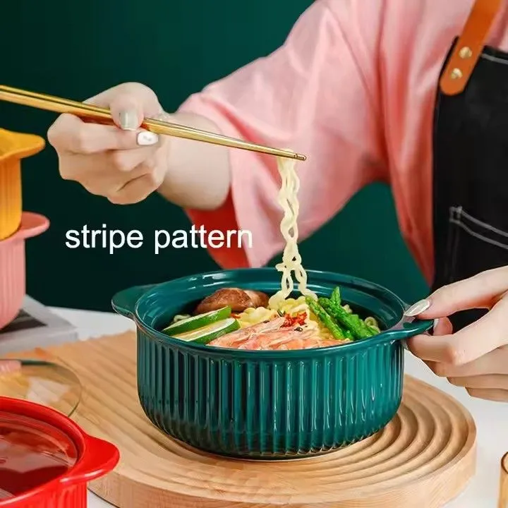 Custom Ceramic Bowls with Handle and Lid