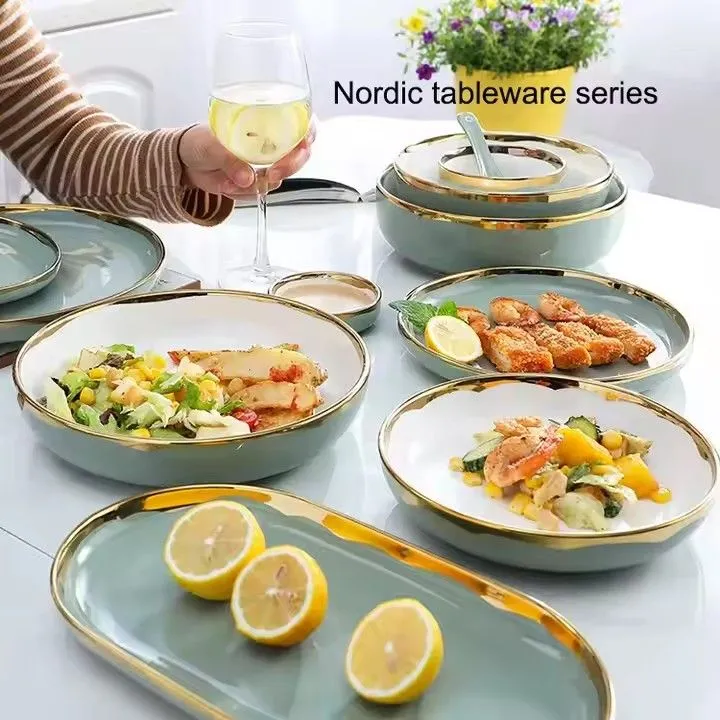 Modern vintage gold rim porcelain or ceramic dining set wayfair glazed italian rustic ceramic dinnerware plates sets tableware