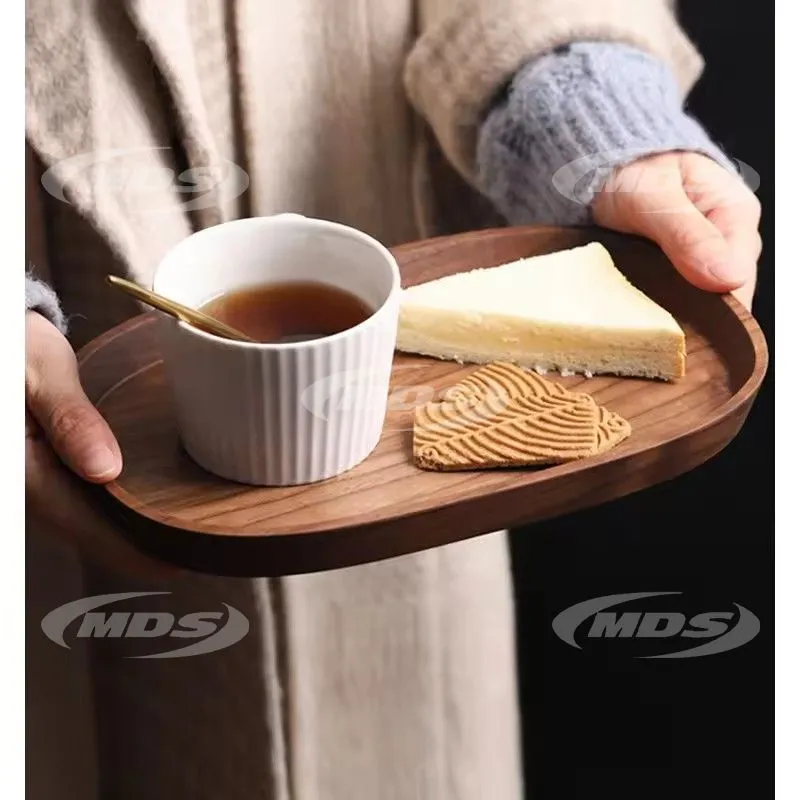 Oval wood tray hotel restaurant home coffee cake food serving tray walnut beech wooden catering trays