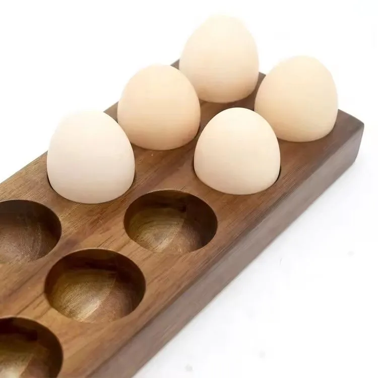 Walnut wood quail egg holder stores 18 eggs rack appetizers tray wooden egg serving tray