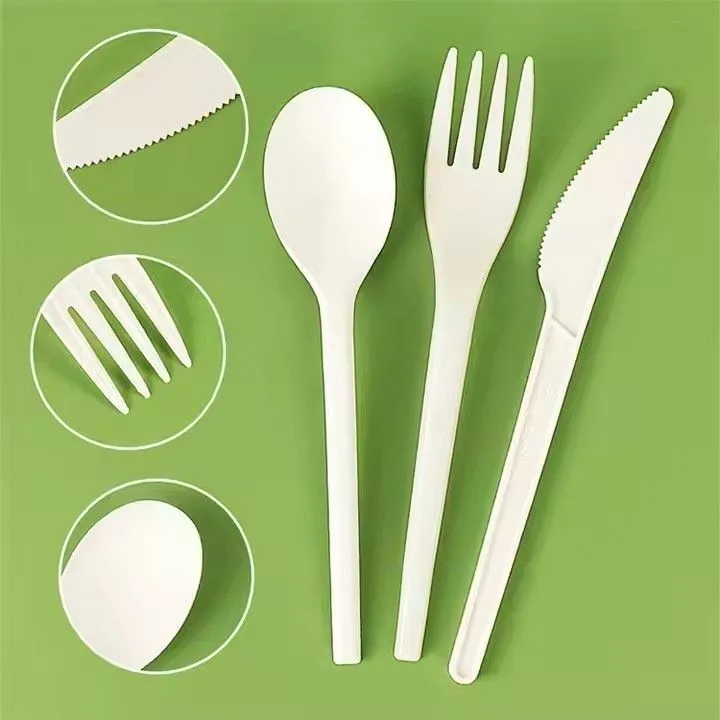 Compostable cutlery flatware set wholesale eco friendly pla fork spoon and knives napkin