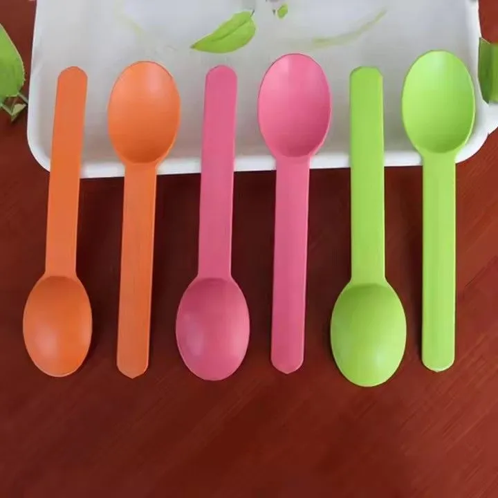 Disposable colored cornstarch yogurt spoon cutlery biodegradable compostable spoons