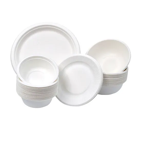 Compostable Disposable Pulp Paper Plates Durable Biodegradable Round Sugarcane Bagasse Plate