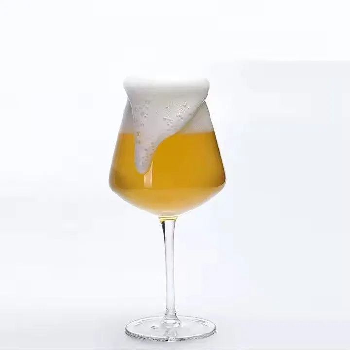Custom logo 14oz Teku Stemmed Beer Glass Crystal Pint Glasses Tulip shaped Craft Beer Glass for Tasting Beer Men gift wholesale