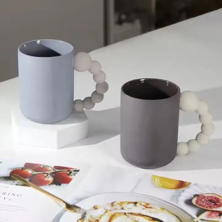 Custom printed logo 500ml nordic sugar gourd handle ceramic mug matte drinkware mug