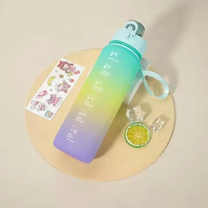 Leak proof non-toxic BPA free frosted drinking bottle gym sports outdoor gradient color water bottles