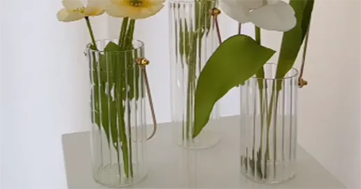 vertical stripess glass vase