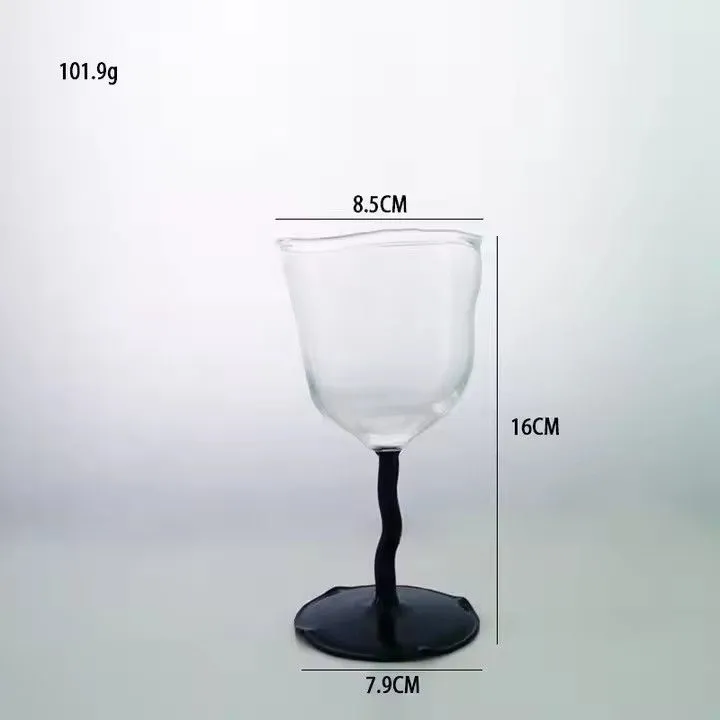 New Design Custom Made Hand Irregular Shape Goblet Red Wine Glass