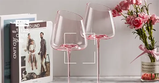 slanted wine glass with long stems
