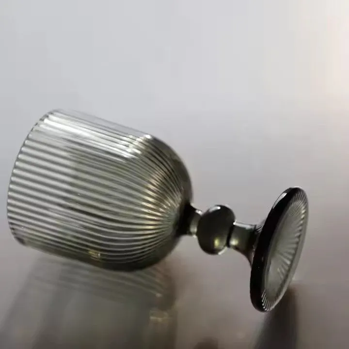 Vintage Champagne wine goblet glass Glassware Pressed Machine pressed glass gray wine glasses