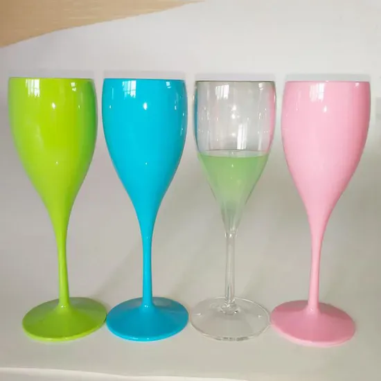 Wholesale Custom Logo 5oz Acrylic Goblet PS Champagne Glass with Long Stem