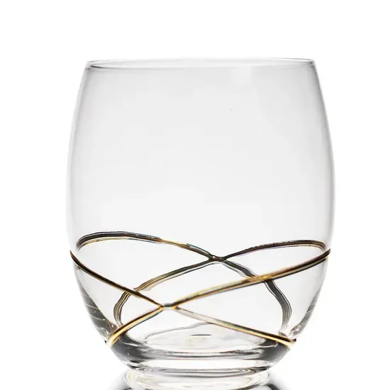 Handmade High-Quality Blown Crystal Glass Horeca Hotel Highball Water Drinking Cup with Hand Crafted Engraved Flower Design