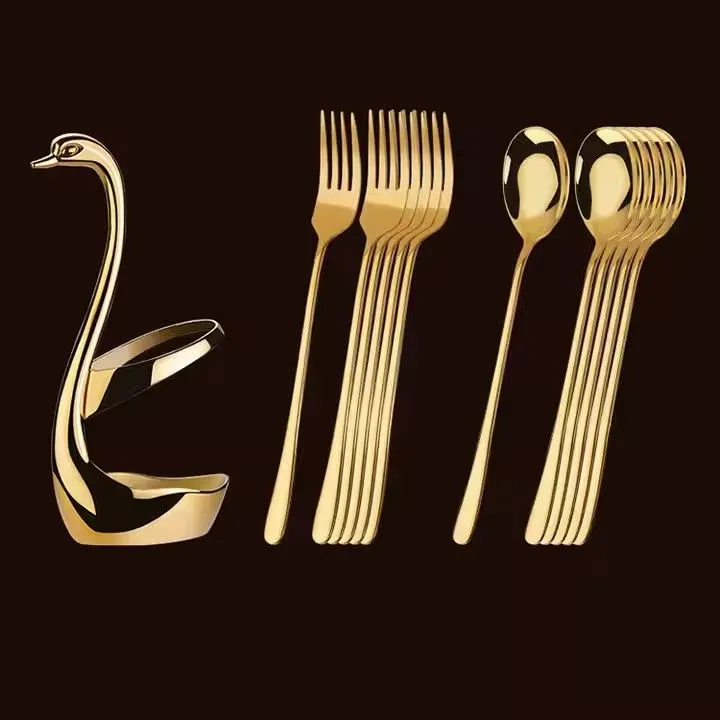 304 stainless steel swan cutlery set dessert fruit fork promotional gift hotel supplies