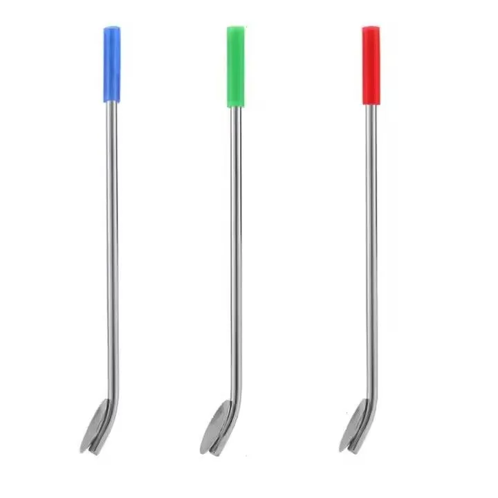 Anti-scald food grade reusable stainless steel drinking straw spoon cleaner with silicone