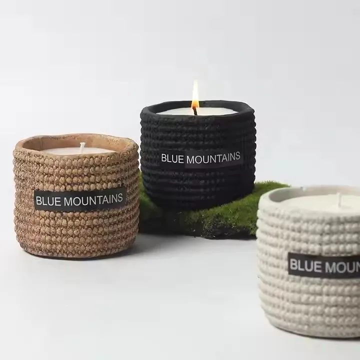 Home decoration fashionable custom concrete cement matte empty candle jar for scented candle making