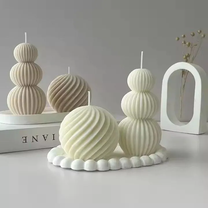 Nordic simple home decor geometric shaped candle pillar white origami ball scented candle