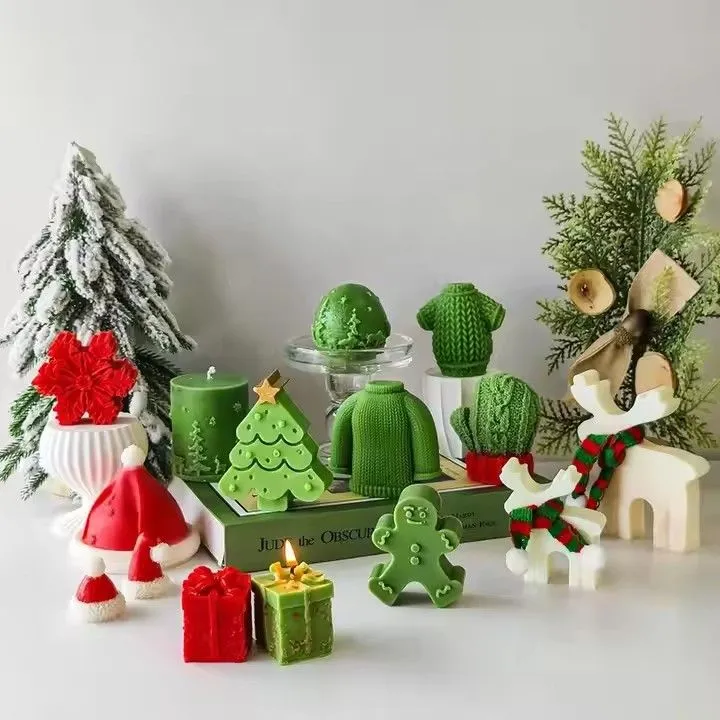 Christmas tree candle Christmas ambiance decoration holiday gift elk gnome modeling candle