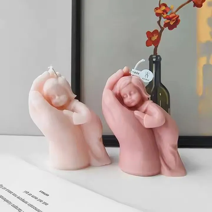 Smokeless handmade dimensional scented candle palm baby aromatherapy candles for home decoration