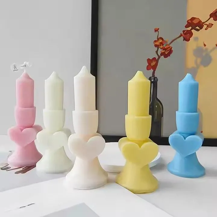 Handmade heart-shaped pillar candle holder aroma candle scented decor home eco friendly decorative candles