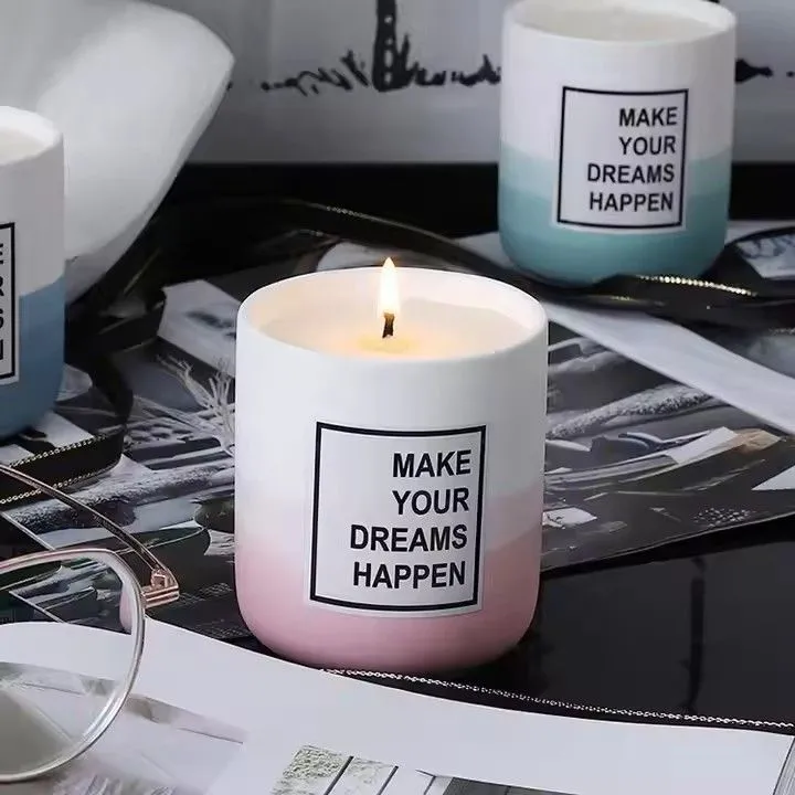 Romantic ceramic aromatherapy candle cup soy wax scented candles gift set