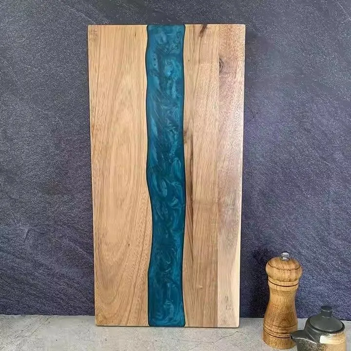 Resin splicing acacia wood cutting board for household meat cheese bread epoxy resin and wood river cutting boards