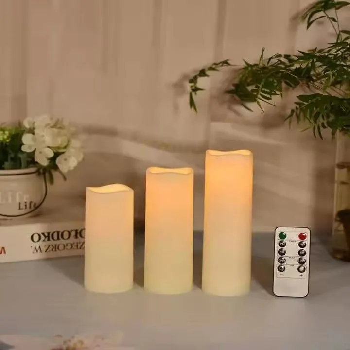 Outdoor waterproof flameless candles candlestick light remote battery operated electric led pillar candles