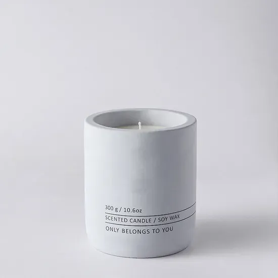 Hot Coral Scented Candle Vessel Cup Cement Candle Jar Blue Concrete Candle Jar