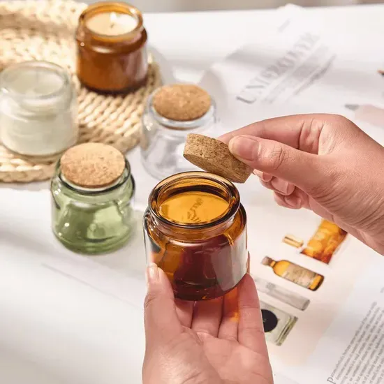 Empty Clear Glass Amber Candle Jar Amber Glass Candle Holder for Scented