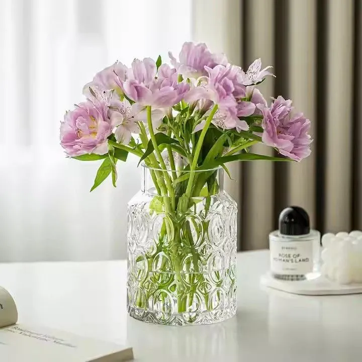 Bright Glass Vase Nordic Creative Flower Arrangement Dried Desktop Flower Pot Glass Vase