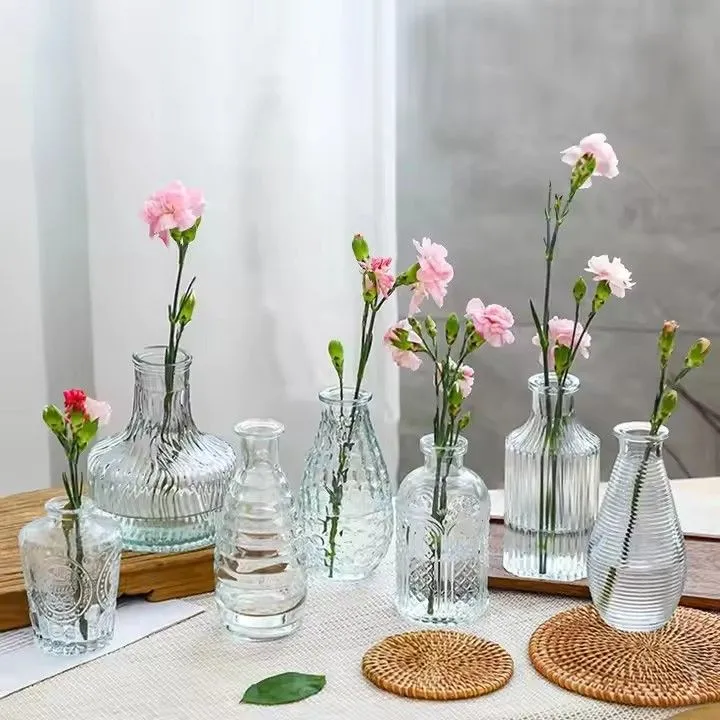 wholesale mini small glass crystal luxury vase set aromatherapy bottle vases for home centerpieces